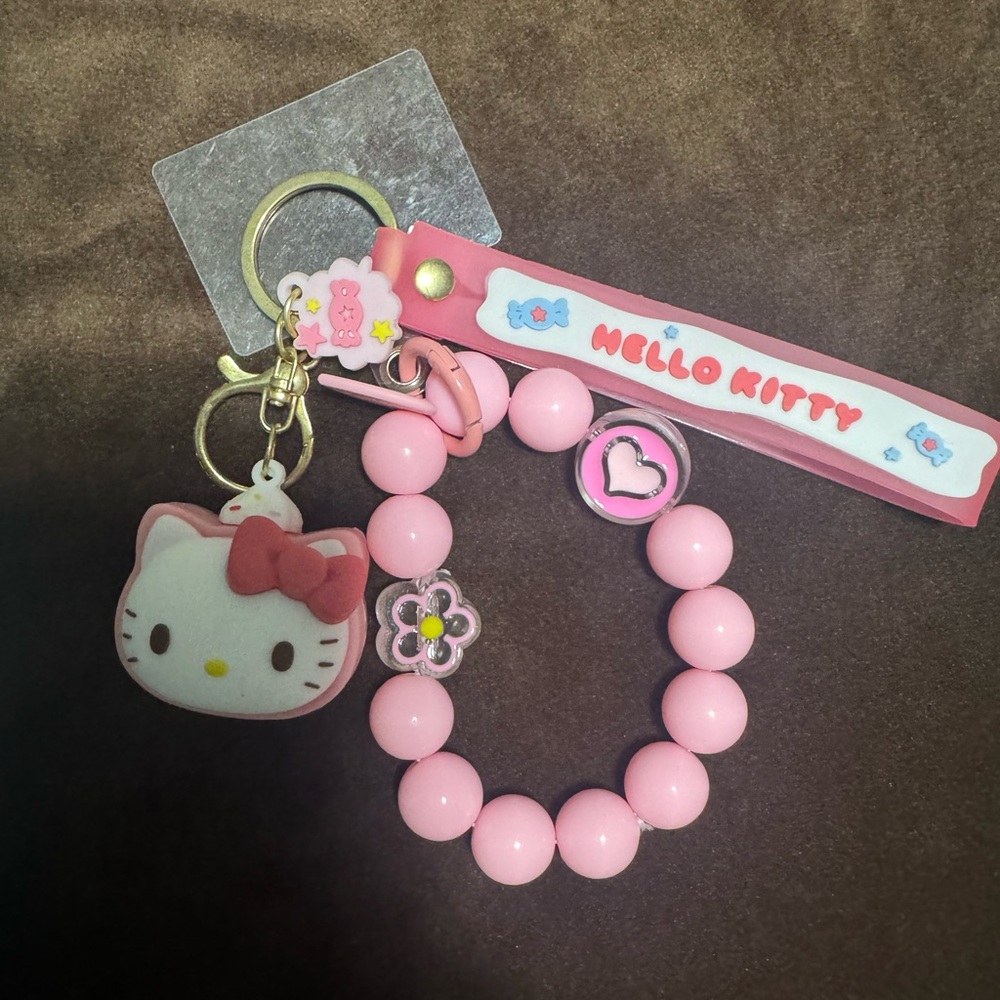 Hello Kitty Pink Keychain or Phone Chain Set